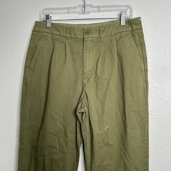 AYR The Metropolitan Cropped Pleated Twill Pants Green Size 10 - Picture 3 of 7